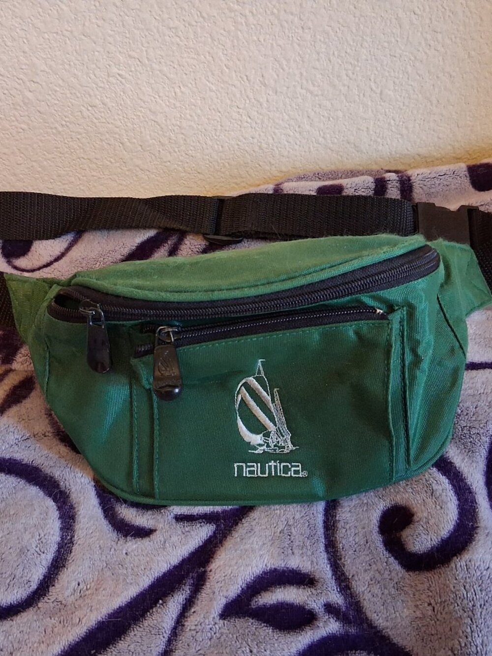 Dark Green Nautica Adult Unisex Adjustable vinyl canvas Waist Belt Fanny Pack